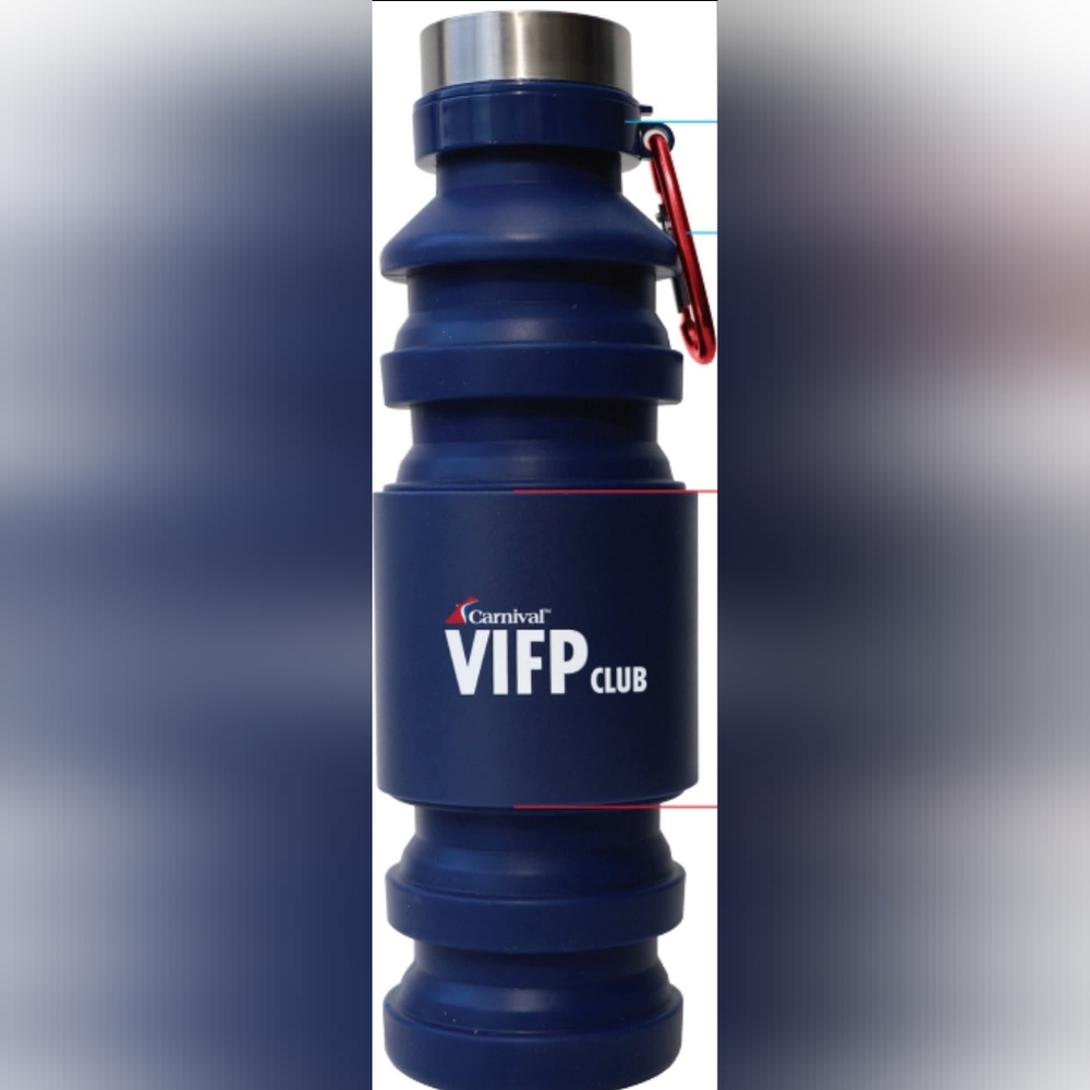 Carnival Cruise VIFP Silicone Collapsible Travel Water Bottle Platinum Gift 2025 - Picture 3 of 6